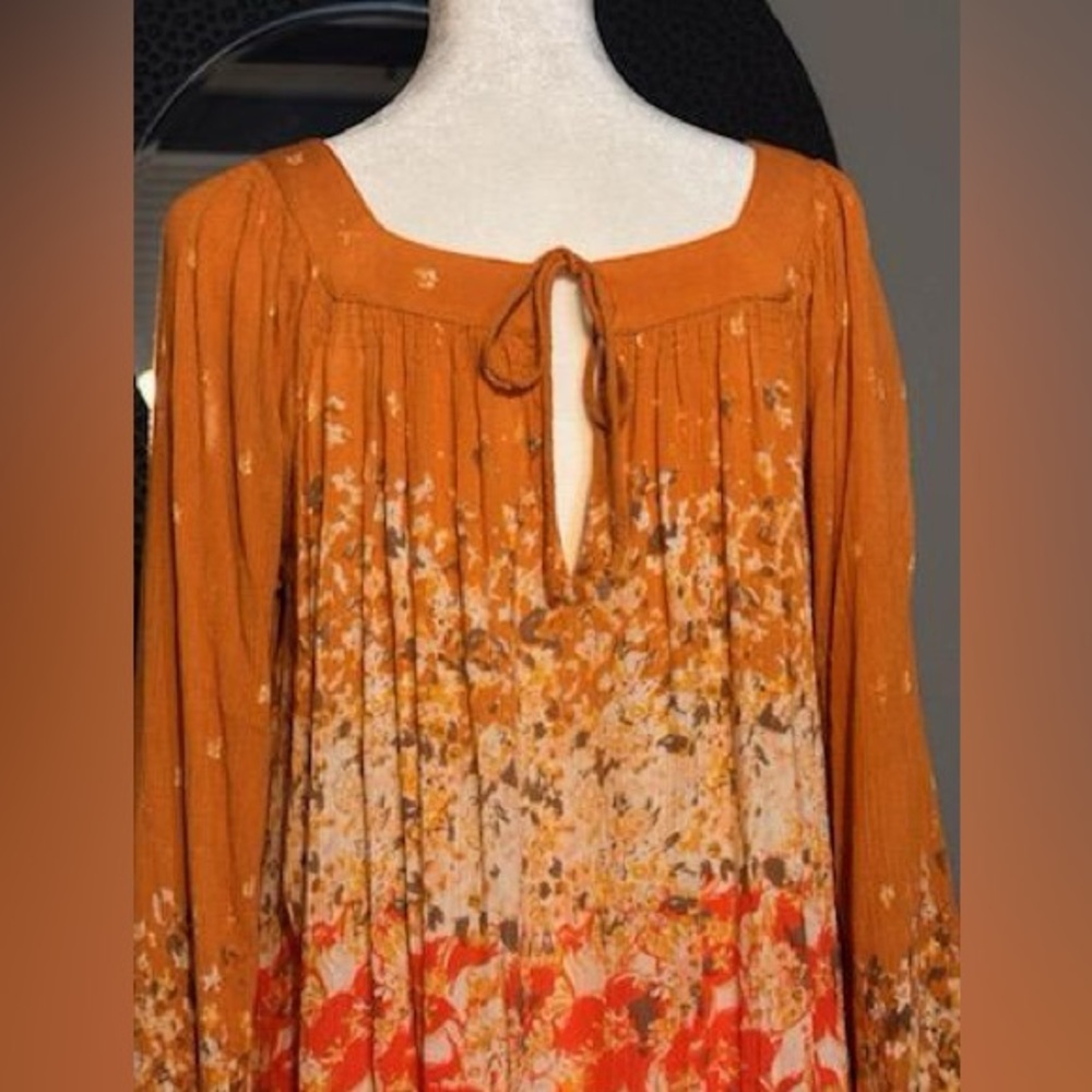 Free People Orange and Yellow Floral Tunic Dress - Picture 8 of 14